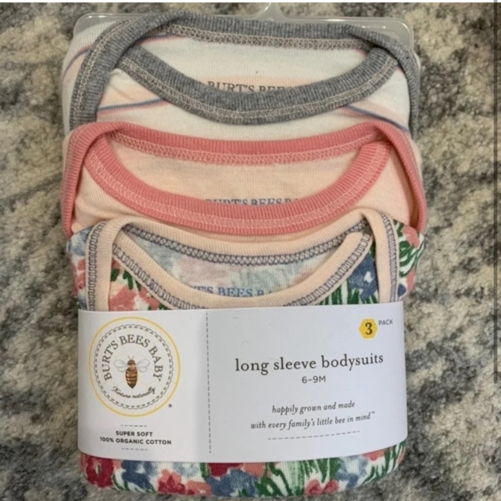Burts Bees 3 pack bodysuits 6-9 months